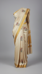 Champagne Cream Silk Sari