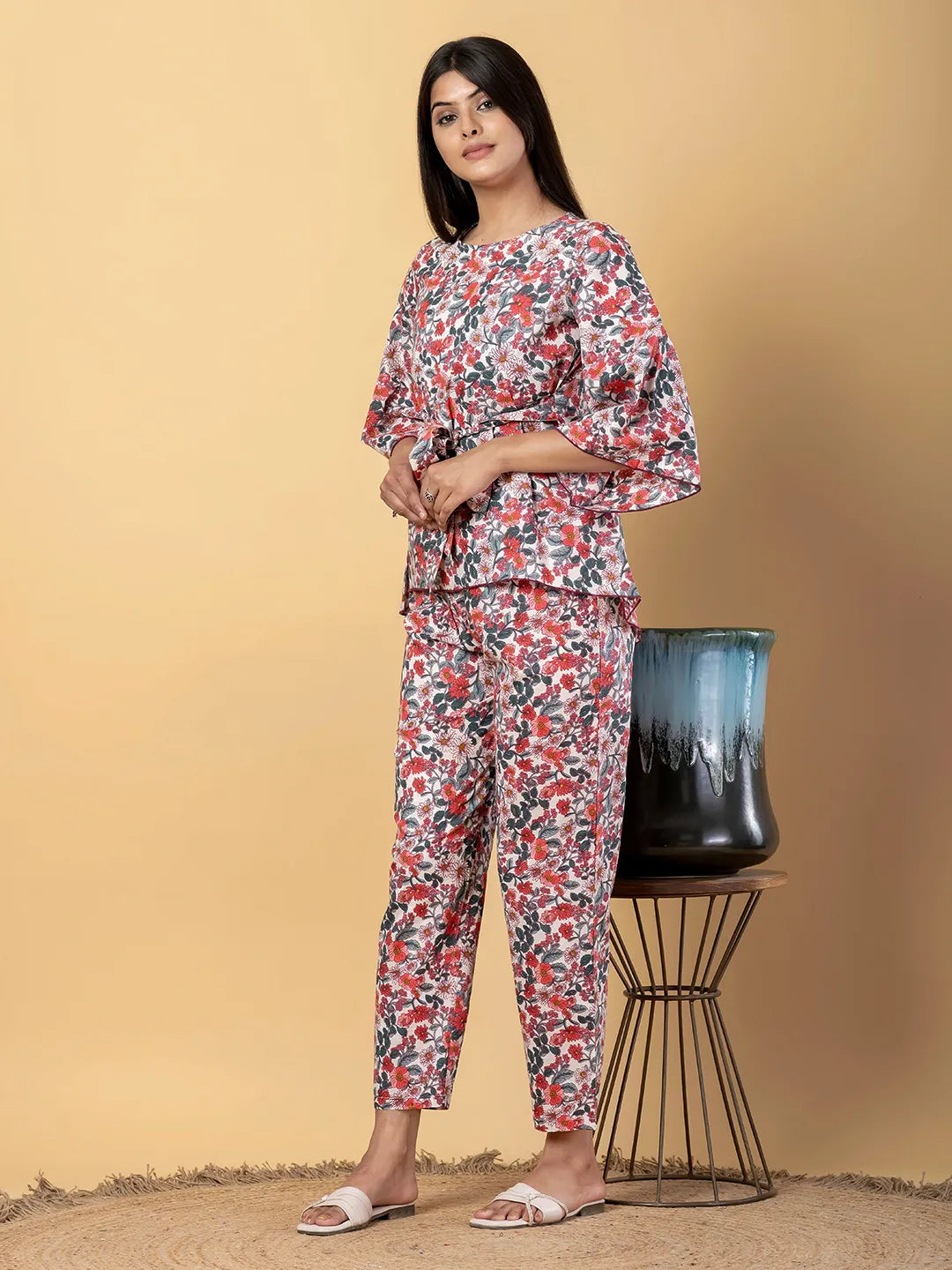 Jaitpuriya Women Multi Cotton Tunic Co-Orde
