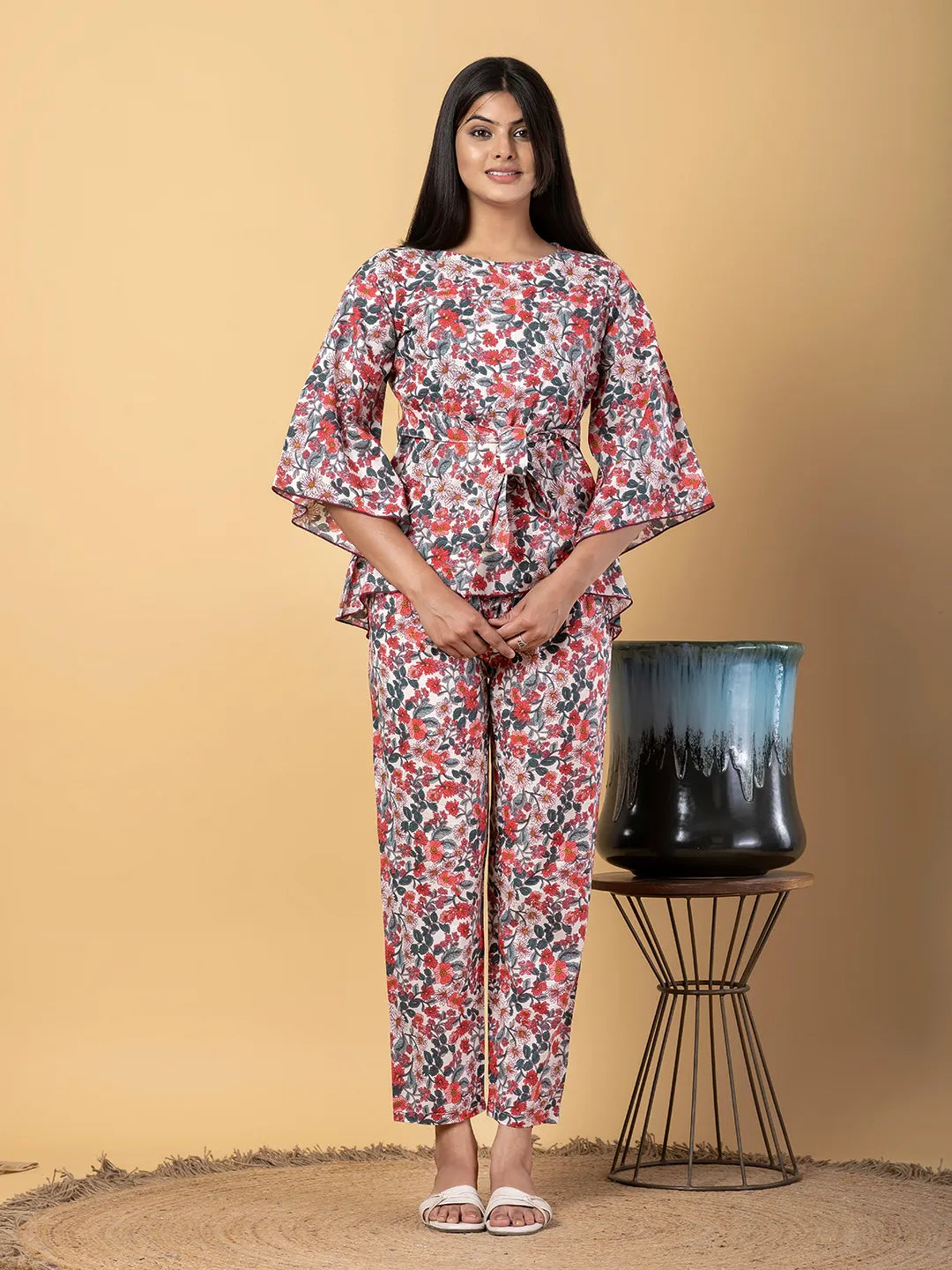 Jaitpuriya Women Multi Cotton Tunic Co-Orde