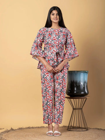 Jaitpuriya Women Multi Cotton Tunic Co-Orde