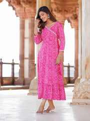 Jaitpuriya Women Pink striped Anarkali Dress