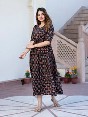 Jaitpuriya Women Black Ethnic Motifs Printed Maxi Dress
