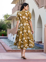 Jaitpuriya Women Green Floral Print fit & flare Dresses