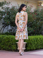 Jaitpuriya Women Green Gathered or Pleated fit & flare Dresses