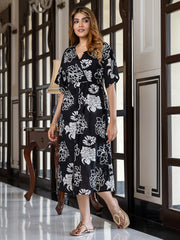 Jaitpuriya Women Black Pure Cotton fit & flare Dresses