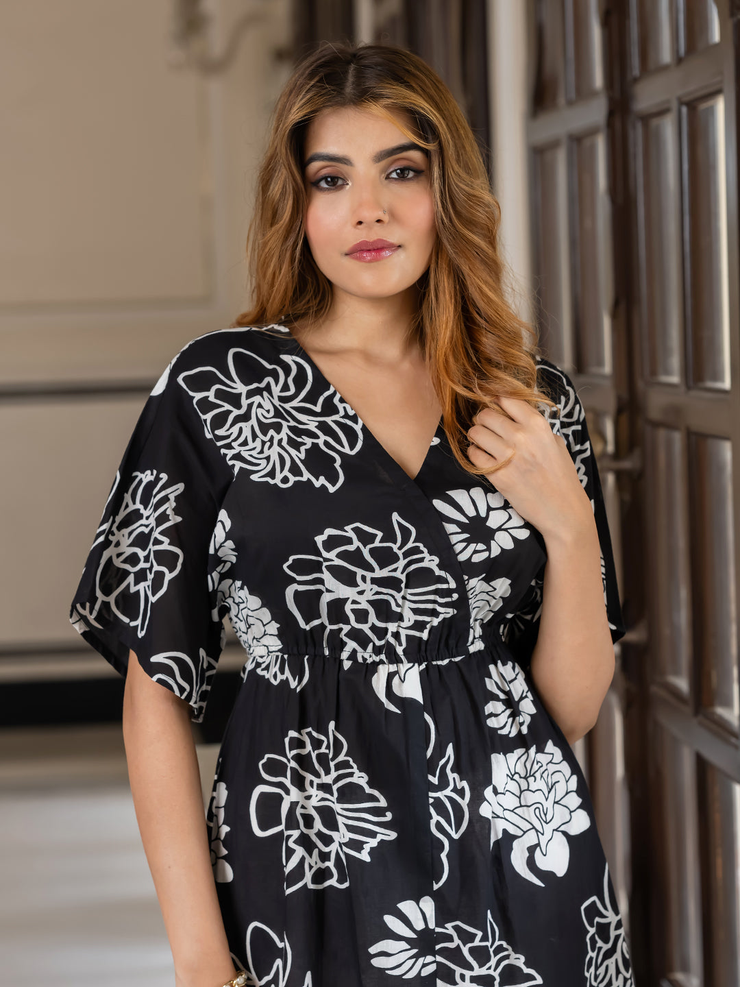 Jaitpuriya Women Black Pure Cotton fit & flare Dresses