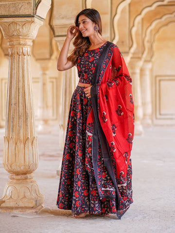 Floral Printed Ready to Wear Lehenga & Blouse With Dupatta