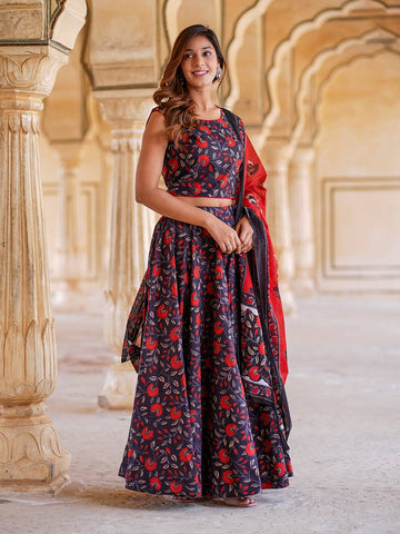 Floral Printed Ready to Wear Lehenga & Blouse With Dupatta