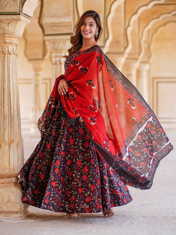 Floral Printed Ready to Wear Lehenga & Blouse With Dupatta