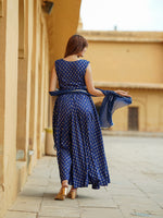 Jaitpuriya Blue Gold Print Lehenga Choli With Dupatta