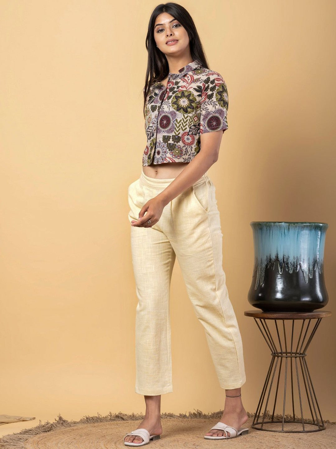 Kalini Solid Pure Cotton Slim fit women Trousers