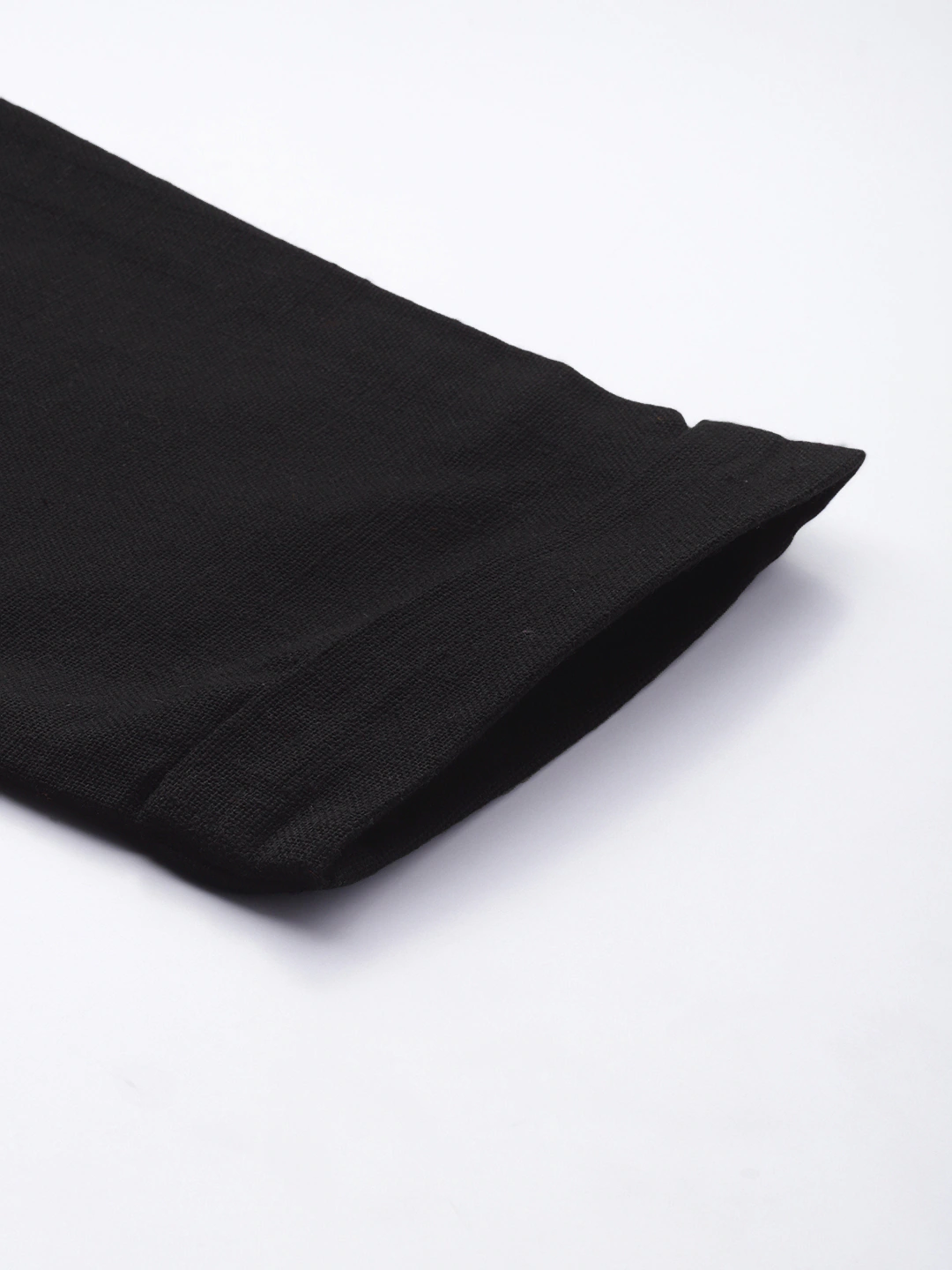 Black Mid Rise Plain Relaxed Cotton Slim Fit Pleated Trousers