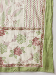 JAITPURIYA FASHION Floral Printed Empire Pure Cotton Flared Anarkali Kurta With Trousers & Dupatta