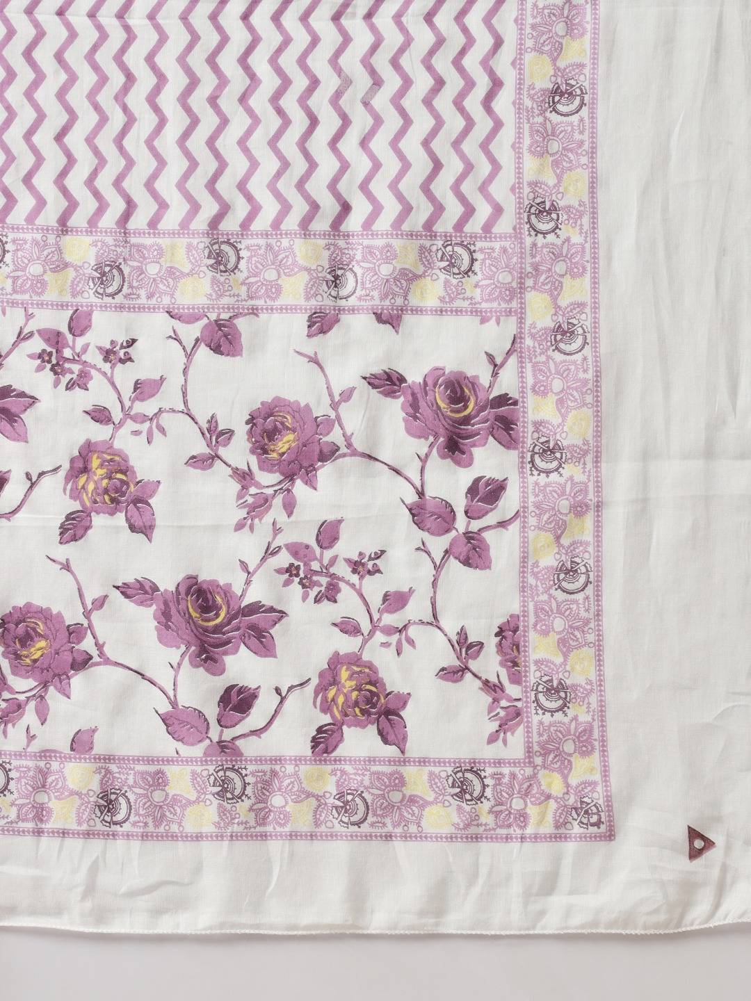Purple printed kurta with trousers with dupatta