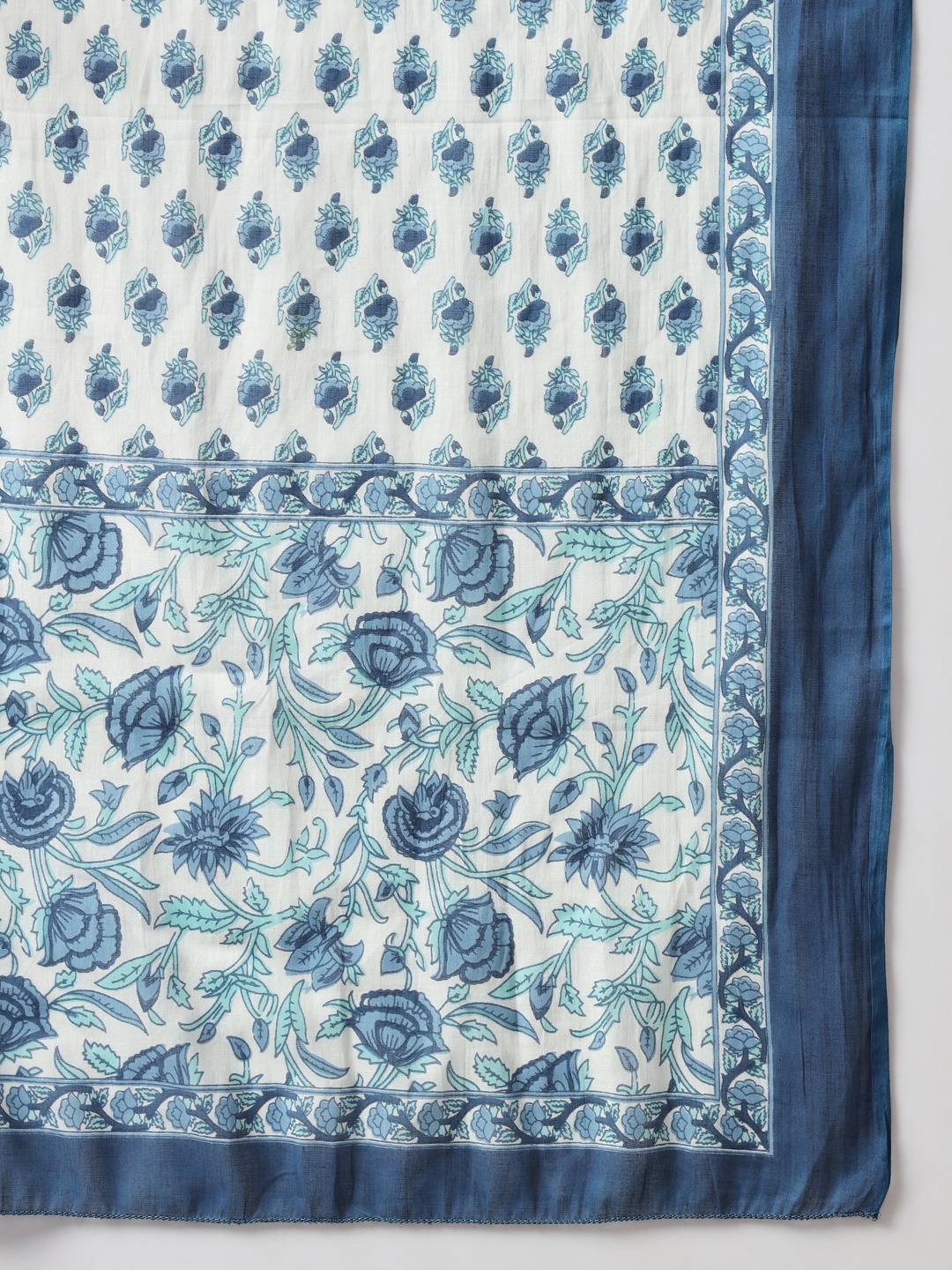 Blue printed Kurta with Trousers with dupatta