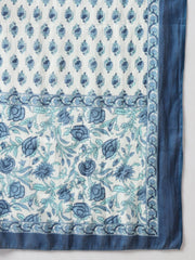 Blue printed Kurta with Trousers with dupatta