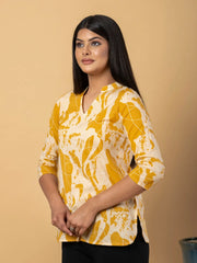 Jaitpuriya Women Mustard Cotton Ragular Top