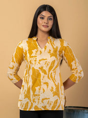 Jaitpuriya Women Mustard Cotton Ragular Top
