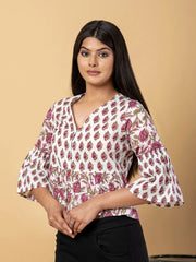 Jaitpuriya Women White Cotton Crop Top