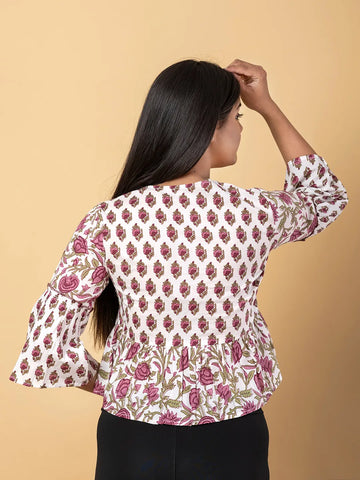 Jaitpuriya Women White Cotton Crop Top