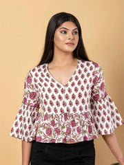 Jaitpuriya Women White Cotton Crop Top