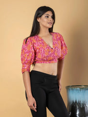 Jaitpuriya Women Pink Cotton Crop Top