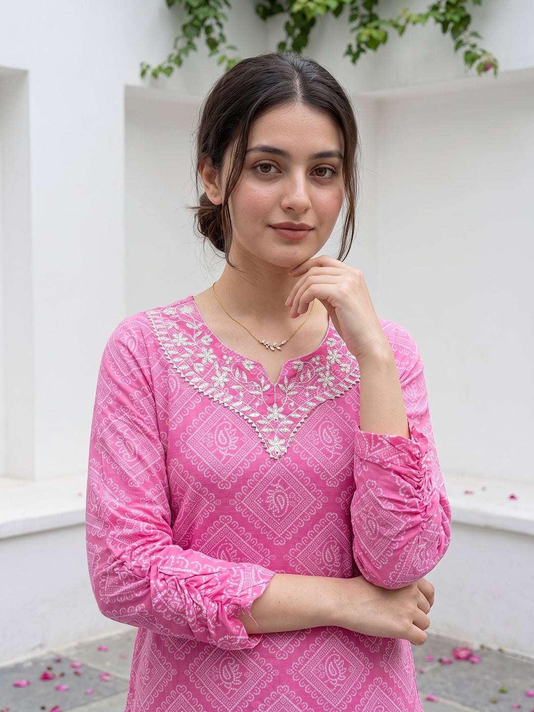 Pink Pure Cotton Straight Regular Kurta Set