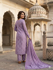 Jaitpuriya Light Purple Pure Cotton Straight Regular Kurta Set
