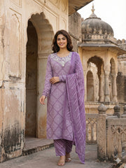 Jaitpuriya Light Purple Pure Cotton Straight Regular Kurta Set