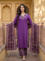 Purple Pure Cotton Straight Regular Kurta Set