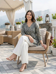 Jaitpuriya Grey Pure Cotton Peplum Gathered or Pleated Top