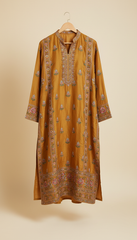 Mustard Silk Embroidered Kurta