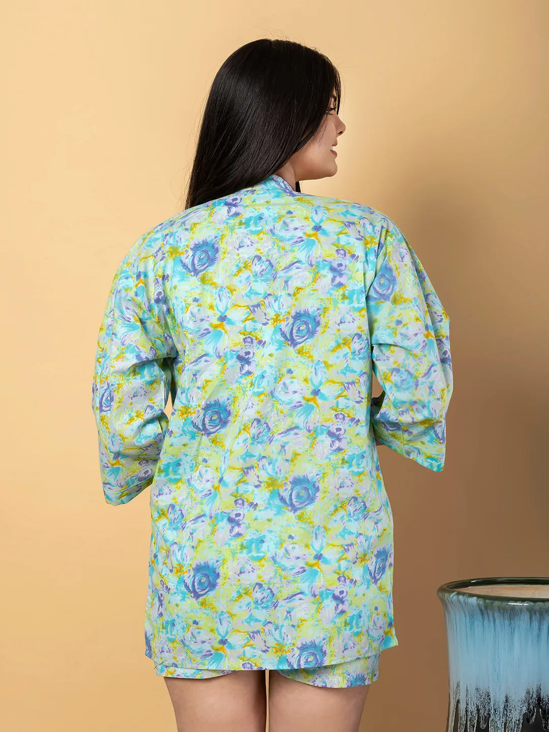 Jaitpuriya Women Sea Green Cotton Top Co-Orde