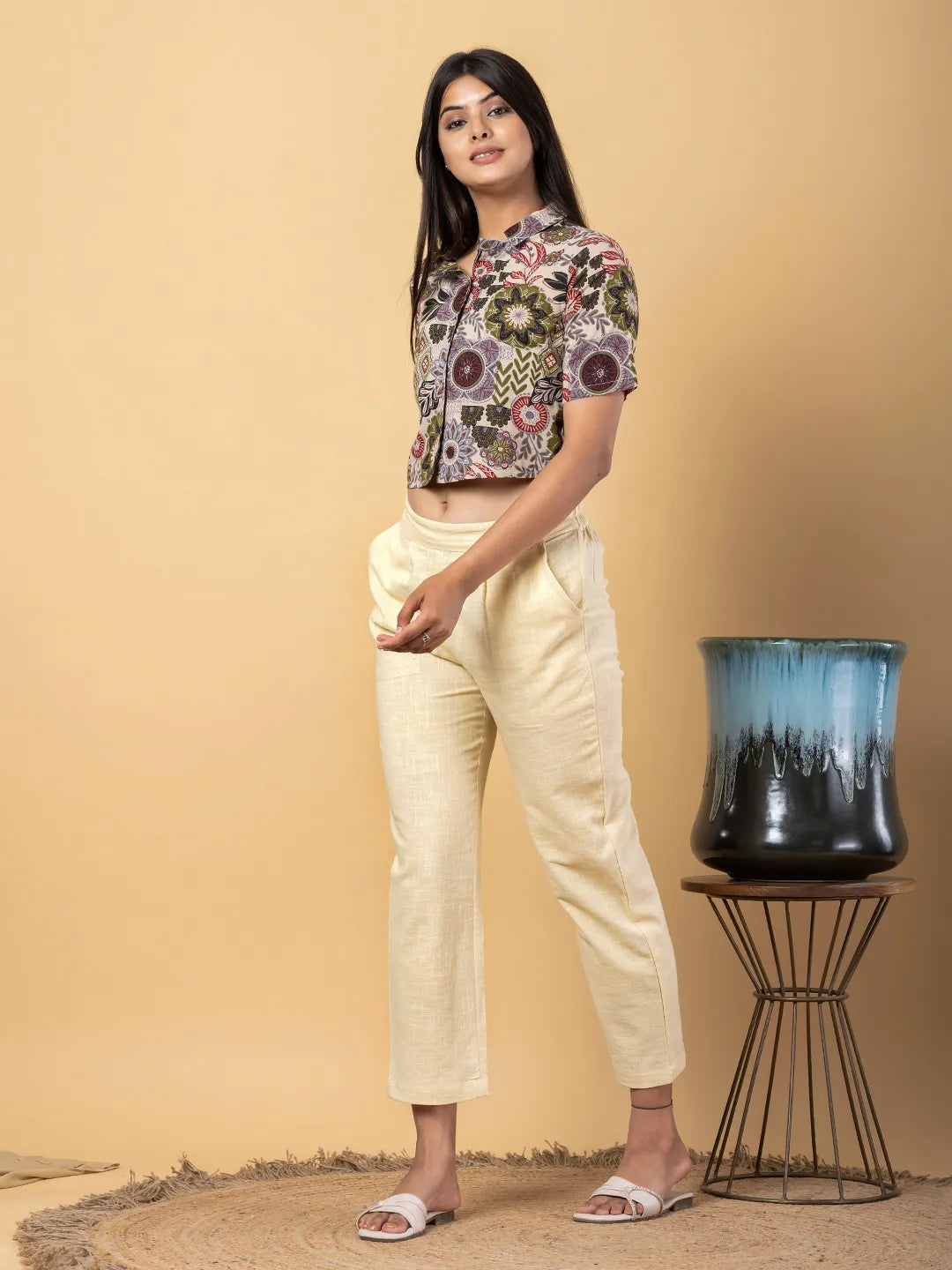 Jaitpuriya Women Multi Cotton Top Co-Orde