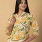Jaitpuriya Women Yellow Cotton Top Co-Orde