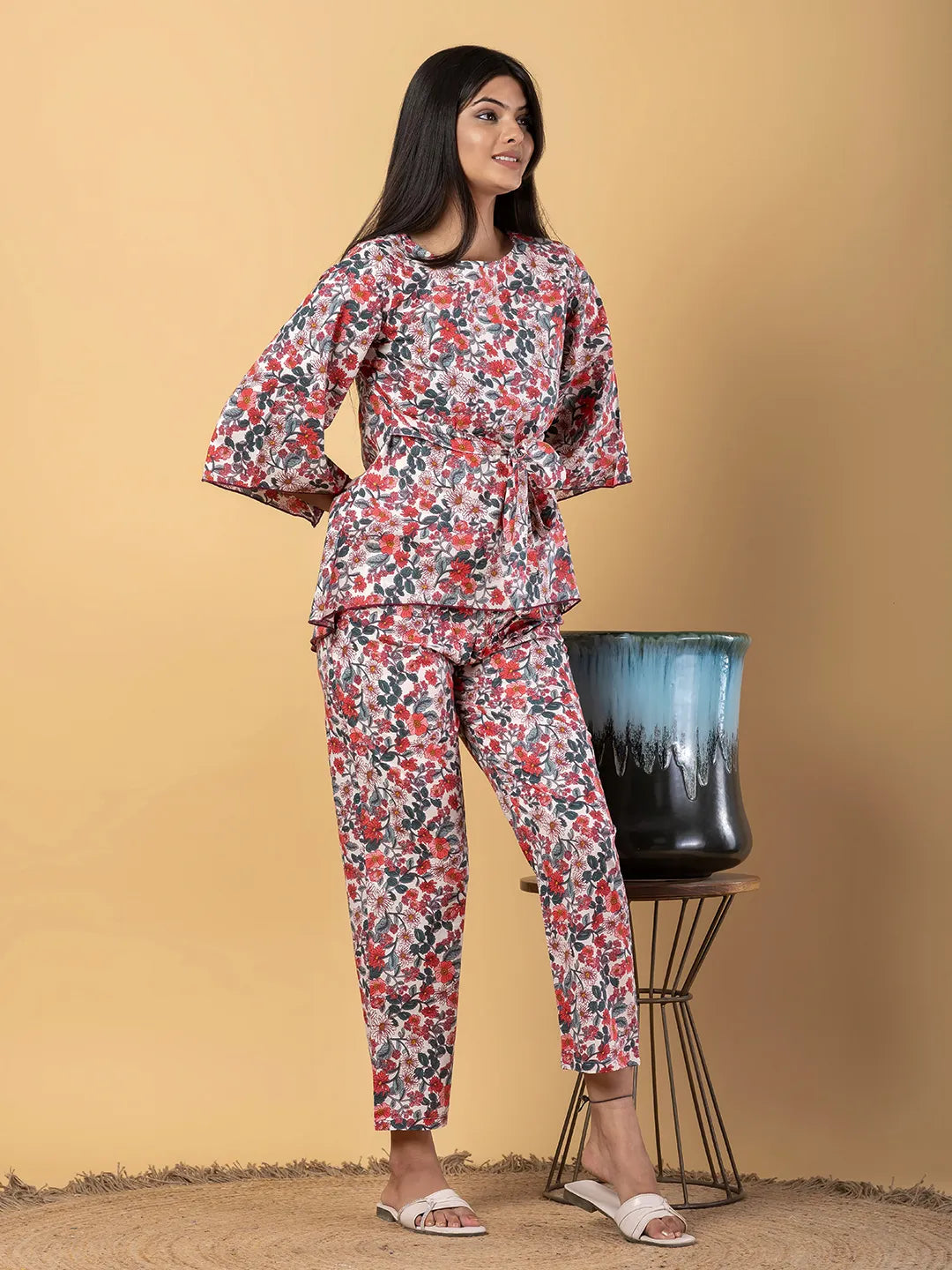 Jaitpuriya Women Multi Cotton Tunic Co-Orde