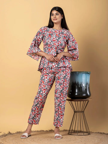 Jaitpuriya Women Multi Cotton Tunic Co-Orde