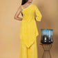 Jaitpuriya Women Yellow Cotton Tunic Co-Orde
