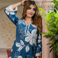 Jaitpuriya Women Blue And White Pure Cotton Tunic Co-ord set