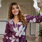 Jaitpuriya Women Purple And White Pure Cotton Tunic Co-ord set