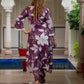 Jaitpuriya Women Purple And White Pure Cotton Tunic Co-ord set