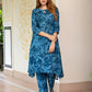 Jaitpuriya Women Teal Blue Pure Cotton Tunic Co-ord set