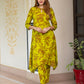 Jaitpuriya Women Lime Green Pure Cotton Tunic Co-ord set