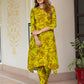 Jaitpuriya Women Lime Green Pure Cotton Tunic Co-ord set