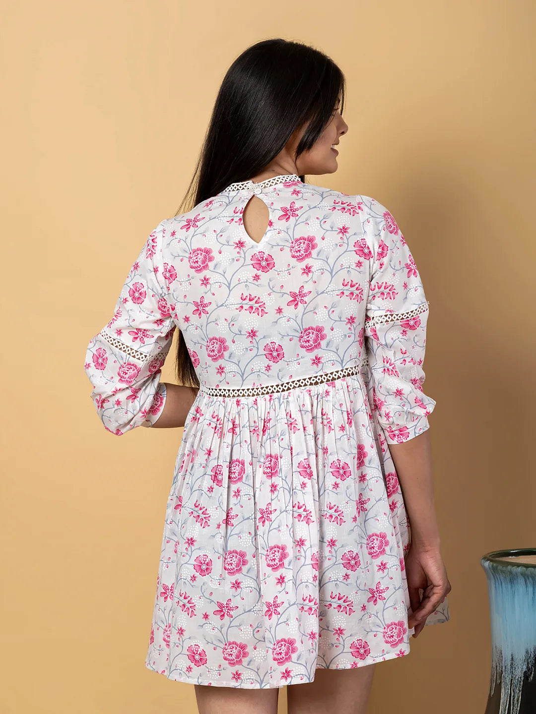 Jaitpuriya Women White Cotton A-Line Dresses