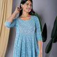 Sky Blue fit & flare Dress And Dupatta