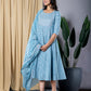 Sky Blue fit & flare Dress And Dupatta