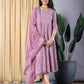 Jaitpuriya Women Mauve fit & flare Dress And Dupatta