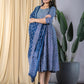 Navy Blue fit & flare Dress And Dupatta