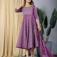 Purple fit & flare Dress And Dupatta